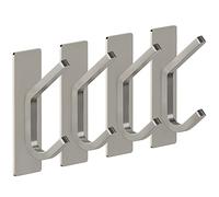 SAYONEYES Brushed Nickel Self Adhesive Towel Hooks for Bathroom Wall Door Mounted - SUS304 Stainless Steel Strong Strips Stick on 3M Wall Hooks for Hanging Coat, Hat, Bag, Key, Jacket - 4 Pack