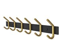 SAYONEYES Black and Gold Coat Rack Wall Mount with 6 Double Hooks for Hanging - 17 Inch Heavy Duty SUS304 Stainless Steel Rustic Coat Hooks - Hat, Clothes, Purse, Towel Wall Hooks - 1 Pack