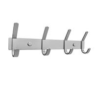 SAYONEYES Coat Rack Wall Mount - Brushed Nickel 12 Inch Stainless Steel Hook Rail with 4 Heavy Duty Double Coat Hooks - Wall Mounted Coat Hanger for Entryway, Bathroom, Bedroom, Towel, Hat Organizer