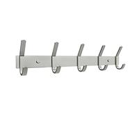 SAYONEYES Coat Rack Wall Mount - Brushed Nickel 15 Inch Stainless Steel Hook Rail with 5 Heavy Duty Double Coat Hooks - Wall Mounted Coat Hanger for Entryway, Bathroom, Bedroom, Towel, Hat Organizer