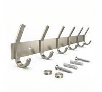 SAYONEYES Coat Rack Wall Mount with 6 Coat Hooks for Hanging - 17 Inch Heavy Duty SUS304 Stainless Steel Brushed Finish Waterproof - Wall Hook Rack for Bathroom Kitchen Entryway (Silver)