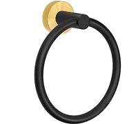SAYONEYES Matte Black and Gold Towel Ring - Heavy Duty SUS304 Stainless Steel Rust Proof Hand Towel Holder Hanger for Bathroom, Kitchen Wall Mounted - Round Shape Towel Rack - 1 Pack