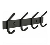 SAYONEYES Matte Black Coat Rack Wall Mount - 12 Inch Stainless Steel Hook Rail with 4 Heavy Duty Double Hooks - Wall Mounted Coat Hanger for Entryway, Bathroom, Bedroom, Towel, Hat Organizer