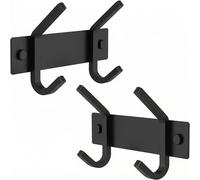 SAYONEYES Matte Black Coat Rack Wall Mount with 2 Double Hooks for Hanging - 6 Inch Heavy Duty SUS304 Stainless Steel Rustic Coat Hooks - Hat, Clothes, Purse, Towel Wall Hooks - 2 Pack