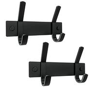 SAYONEYES Matte Black Coat Rack Wall Mount with 2 Double Hooks for Hanging - 6 Inch Heavy Duty SUS304 Stainless Steel Rustic Coat Hooks - Hat, Clothes, Purse, Towel Wall Hooks - 2 Pack