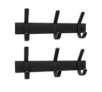 SAYONEYES Matte Black Coat Rack Wall Mount with 3 Double Hooks for Hanging - 9 Inch Heavy Duty SUS304 Stainless Steel Rustic Coat Hooks - Hat, Clothes, Purse, Towel Wall Hooks - 2 Pack