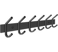 SAYONEYES Matte Black Coat Rack Wall Mount with 6 Double Hooks for Hanging - 17 Inch Heavy Duty SUS304 Stainless Steel Rustic Coat Hooks - Hat, Clothes, Purse, Towel Wall Hooks - 1 Pack