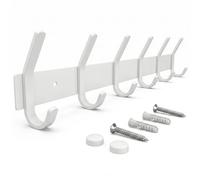 SAYONEYES White Coat Rack Wall Mount with 6 Double Hooks for Hanging - 17 Inch SUS304 Stainless Steel Rustic Wall Coat Rack - Hat Rack, Hanger, Clothes, Jacket Hooks Wall Mount