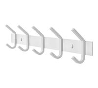 SAYONEYES - White Wall Mounted Coat Rack with 5 Double Hooks for Hanging Towels, Bags, Hats, Keys, 15-Inch Rustic Stainless Steel SUS304 Wall Shelf for Bathroom Entryway, 1