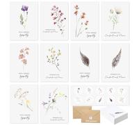 Saypacck 100 Sets Bulk Sympathy Cards with Envelopes and Stickers Condolences Bereavement Greeting Cards to Express Your Condolences(Flower)