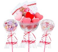 Saypacck 12 Pack Valentine's Day Exchange Gifts with Heart Treat Bags, Straws, Giant Plastic Bowls & Goody Bag Fillers for Valentine Prizes & Party Favors