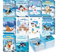 Saypacck 120 Pcs Winter Coloring Books for Kids Bulk Winter Party Favors Animals Coloring Books Including Polar Bears Snowman Arctic Animals for Holiday Activities Supplies