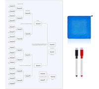Saypacck 16 Player Erasable Tournament Bracket Poster Single Elimination Bracket Chart Large Reusable Blind Draw Dry Erase Board with Marker Pen Cleaning Cloth for Cornhole and Other Games 22x34