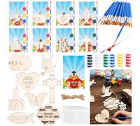 Saypacck 24 Pcs Party Favors Wooden Painting Craft Kits Farm Wild West Christmas Winter Party Supplies with Organza Bag for Birthday Favors Goodie Bags Fillers(Jesus Religious)