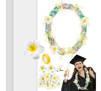 Saypacck 24 Set Graduation Candy Lei Making Kit Class of 2025 Hawaiian Lei Candy Tubing Bags Congrats Grad Long Ribbons Dessert Filler for Party Graduate(Net Flower Style)