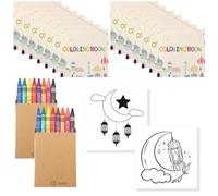Saypacck 30 Sets Eid Gifts 24 Pages Mini Ramadan Coloring Books with 8 Colors Crayons Bulk Eid Mubarak Activity Party Favors Goodie Bag Fillers Stuffers DIY Craft