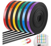 Saypacck 6 Rolls Magnetic Tape Roll Colored Thin Strips, 0.39 in x 33 ft Magnetic Whiteboard Graphic Decorative Tape Marking Line Magnet Tape Rainbow Colors Magnet Tape for Classroom Office Art