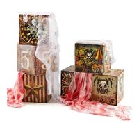 Saypacck 8 Pcs Large Halloween Horror Carnival Decorations Circus Clown Box Blood Gauze Spider Web Outdoor Horror Circus Party Box Mardi Gras Theme Party for Haunted House Supplies(Funny Clown)