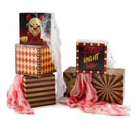 Saypacck 8 Pcs Large Halloween Horror Carnival Decorations Circus Clown Box Blood Gauze Spider Web Outdoor Horror Circus Party Box Mardi Gras Theme Party for Haunted House Supplies (Playful Clown)