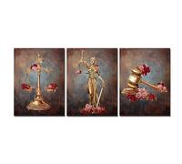 Saypeacher 3 Piece Vintage Legal Canvas Wall Art Law Firm Scales Justice Hammer Picture Prints on Canvas Lawyer Office Decor Art (12"x16"x3pcs)