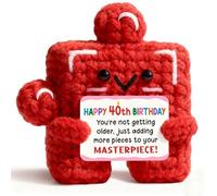 Sayregifty 40th Birthday Gifts for Women Men, Funny 40 Year Old Bday Gift Ideas, Unique Crochet Puzzle Piece Decor, Happy 40th Birthday Decorations Gifts for Best Friend, Mom, Dad