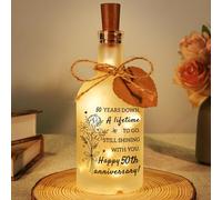 Sayregifty 50th Wedding Anniversary Decoration Gifts, Golden Wedding Gifts for Couple Wife Husband her him, Romantic Fiftieth Years Wedding Bottle Night Light with Heart-Shape Writing Card