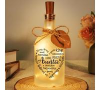 Sayregifty Auntie Gifts, Auntie Birthday Gifts, Bottle Light Gifts for Auntie, Aunty Gift, Auntie Gifts from Nephew/Niece, Warming Yellow Light with Encouraging Words