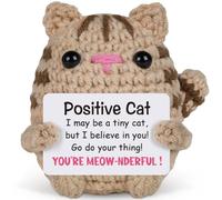 Sayregifty Positive Gifts, Emotional Support Gift, Inspirational Gifts for Women, Motivational Present for Women Men Friends, Birthday, Christmas, Cute Handmade Crochet Cat with Positive Words
