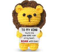 Sayregifty Valentines Day Gifts for Him, Cute Handmade Emotional Support Crochet Lion, Anniversary Birthday Valentines Day Gifts for Him Boyfriend Husband, to My King Gift for Men