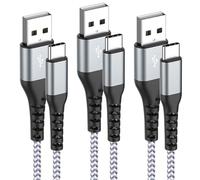 sayrelances 1M Nylon USB A to USB C Charger Cable【3 Pack】, Fast Charge Type C Charging Cable for iPhone 16 15/15 Pro/16 Pro Max, Samsung Galaxy S22/S21, Huawei P40, Xiaomi