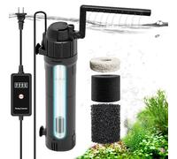 SaySummer Submersible Fish Tank Filter for Aquarium: Solve Green Water 6 in 1 with Ammonia Reducer Media, Built-in 8W U - V with Timer 200GPH for 20-120 Gallon Tank