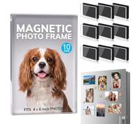 Saysurey 10 Pack Clear Acrylic DIY Fridge Magnets, 4 x 6 Inches Large Magnetic Stickers with Adhesive Backing for Photos, Crafts & Classroom Decor - Peel & Stick Magnet Making Kit