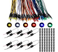 Saysurey 126 Pcs 12v LED Lights Kit, 60 Pre Wired LED Light Emitting Diodes 60 Plastic Lampholder 6 Battery Holder for Model Assortment Crafts Dollhouse (3 mm)