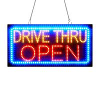 Saysurey 24" x 12" LED Drive Thru Sign for Business, Drive Thru Open LED Signs Board for Fast Food, Electric Advertising Display for Pizza Burger Restaurant Business Shop Store Window Home Decor