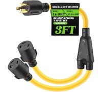 Saysurey 3ft L6-30 Y Splitter Compatible with NEMA L6-30p Male Plug to 2X L6-30r Female Receptacle, 30 Amp 3 Prong Y Splitter Outlet Extension Cord for Welder, Heavy Duty 10/3 Awg, 250v, Etl Listed
