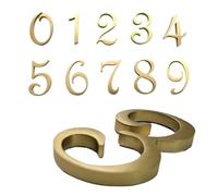 SAYTAK Modern Brass House Numbers Stickers For Apartment Metal Self Adhesive Doorplate Door Plaque Number Mailbox Address Street Signs(4)