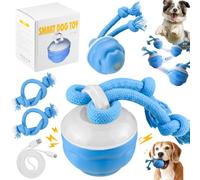 Sayudar Interactive Dog Ball Toy - Smart Interactive Moving Dog Toys with Tail, Vibrating 3 Adjustable Speed Modes Pets Active Rolling Ball Rechargeable Moving Pet Balls with Chew Ropes