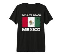 Sayulita Beach Mexico Flag Design Proud Mexican Flag Premium T-Shirt