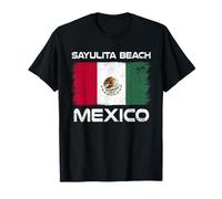 Sayulita Beach Mexico Flag Design Proud Mexican Flag T-Shirt