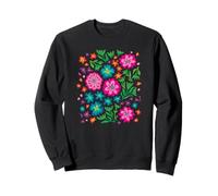 SAYULITA Bright Tropical Mexican Style Folk Art Floral Sweatshirt