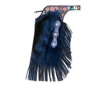 Sazaar Tack Black Western Chinks Suede Leather Basket Weave Hand Tooled Adjustbale Yoke for Men Women Kids Custom ST-CHI-114 (X-Small)