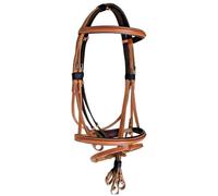 Sazaar Tack Premium Genuine Leather English Horse Brown Bridle with Web Reins Full Cob Pony Black ST-025 (Full)