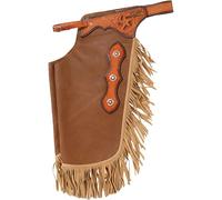 Sazaar Tack Western Leather Chinks Chaps Basket Weave Hand Tooled for Men Women Kids Custom Made Small Medium Large ST-CHI-019 (Small)