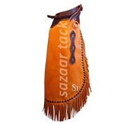 Sazaar Tack Western Leather Chinks Chaps Basket Weave Hand Tooled for Men Women Kids Custom Made Small Medium Large ST-CHI-062 (Large)