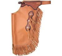 Sazaar Tack Western Leather Chinks Chaps Basket Weave Hand Tooled for Men Women Kids Custom Made Small Medium Large ST-CHI-011 (Small)