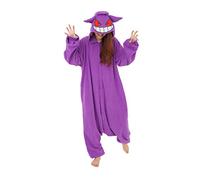 SAZAC Gengar Kigurumi - Premium Adult Pokemon Onesie - Luxurious Halloween Costume for Adults - Easy Care Cosplay - XL
