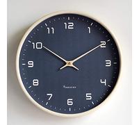 SAZDFY Modern Solid Wood Frame Battery Operated Silent Not-ticking Quartz Wall Clock For Kitchen Bedroom Home Office Living Room Wall Decor-Blue. 10inch
