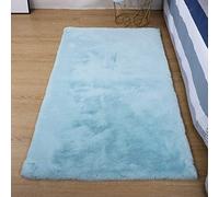 SAZDFY Soft Rabbit Faux Fur Area Rugs,Children Play Carpet With Shaggy Thick Fluffy Bedside Rug Floor Mats For Living Room & Bedroom-Light Blue 50x120cm(20x47inch)