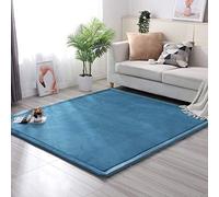 SAZDFY Thicken Memory Foam Baby Play Mat,large Velvet Area Rug Non-slip Carpet Crawling Rugs For Nursery Bedroom Living Room Yoga Mat Tatami Mat-blue 130x190cm(51x75inch)