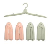 Sazfli 4 Pack Foldable Travel Hangers with Gift Box - Thickened ABS & Aluminum Clips, Non-Slip Design for Delicate Clothes, Compact 5.5x3 Inch, Black/White (2 Pink and 2 Green)